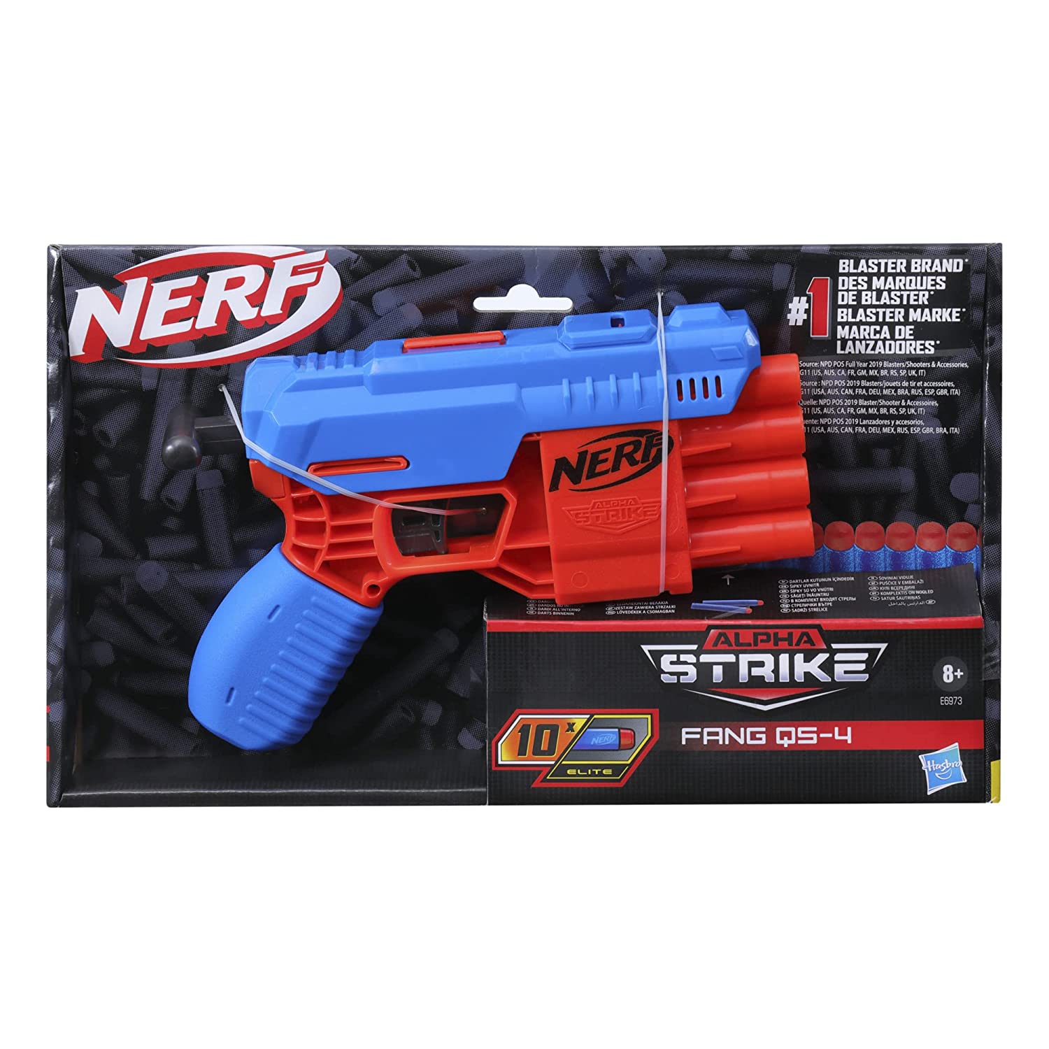 Nerf Alpha Strike Fang QS-4 Toy Blaster, 4-Dart Blasting Fire 4 Darts in a Row, 10 Official Nerf Elite Darts Easy Load-Prime-Fire, Toys for Kids, Teens, Adults, Boys and Girls, Outdoor Toys - MRGTOYS