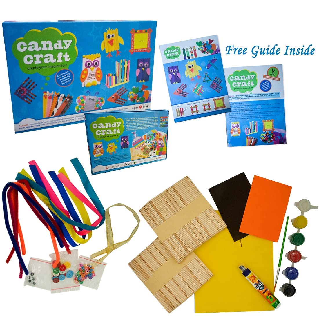 DIY Candy Craft Hobby Kit, Learn Creativity with This Art & Craft Kit, Best Out of Waste with ice-Cream Sticks Gifting Game for Kids