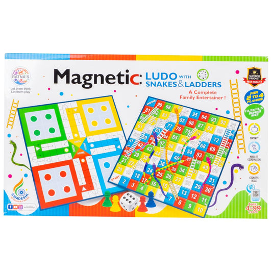 RATNA'S Magnetic Snakes and Ladders with Ludo for Kids and Family Fun