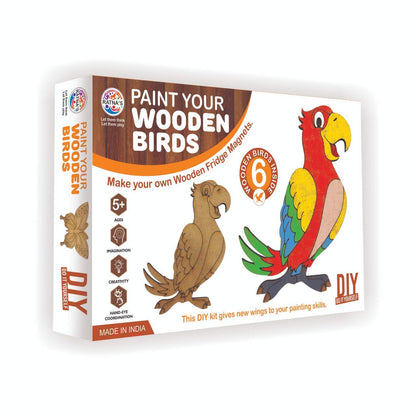 RATNA'S Paint Your Wooden Fridge Magnets for Kids/Adults (Paint Wooden Birds)