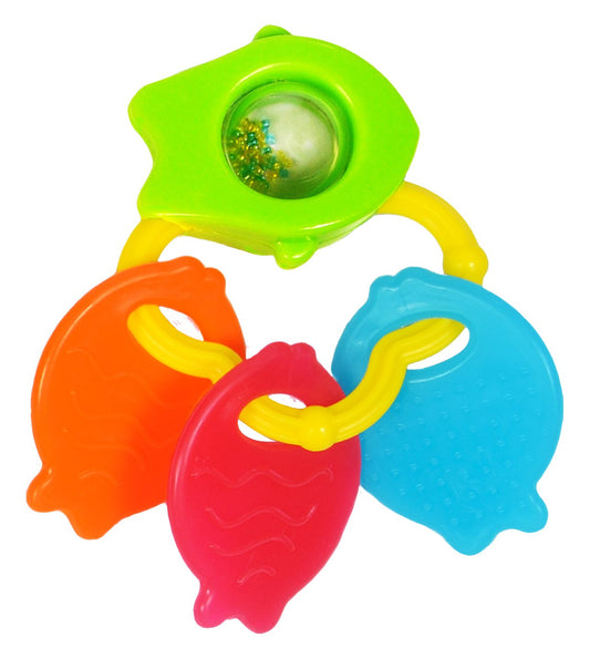 Giggles - Fish Teether, Teether for Babies to soothen their gums, Easy to Grasp and chew with rattle sounds, 3 months & above, Infant Toys