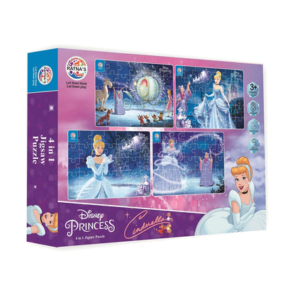 Ratna's 4 in 1 Disney Jigsaw Puzzle 140 Pieces for Kids. 4 Jigsaw Puzzles 35 Pieces Each (Cinderella) - MRGTOYS