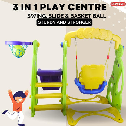 Slider for Kids Swing and Slide Combo along with 1 Basket Ball - 3 in 1 Multi Activity GYM Set Jumbo Slider Jhulla - Garden Sliding and Swing Combo for babies in Dolphin Shape for Outdoor and Indoor Use - Age Group 06 Month to 5 Years - MRGTOYS