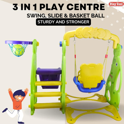 Slider for Kids Swing and Slide Combo along with 1 Basket Ball - 3 in 1 Multi Activity GYM Set Jumbo Slider Jhulla - Garden Sliding and Swing Combo for babies in Dolphin Shape for Outdoor and Indoor Use - Age Group 06 Month to 5 Years