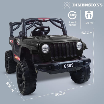 Electric Ride on Jeep for Kids with Music, Led Lights, Swing, Bluetooth Remote and 12V Battery Operated Car for1 to 4 Years Children to Drive - MRGTOYS