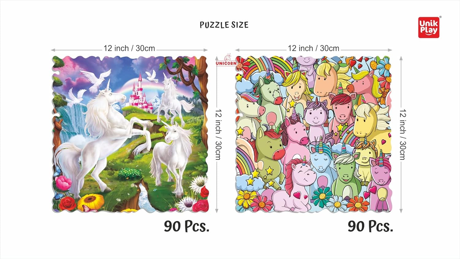 Unik Play Go Crazy Jigsaw Puzzle for Kids and Adults | Attractive Cartoon Print Puzzle with 2 Puzzle Trays for Age 6 to 99 Years-90 Pcs-(Unicorn)