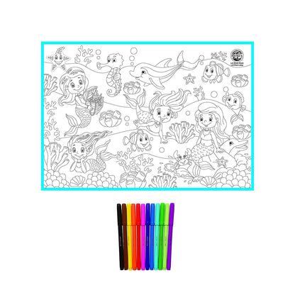 RATNA'S My Colouring Mat for Kids Reusable and Washable. Big MAT for Colouring. MAT Size(40 INCHES X 27 INCHES) (Mermaid Theme)