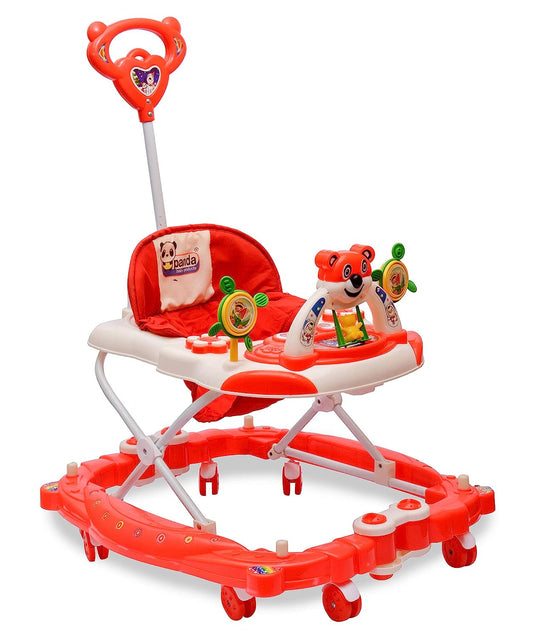 Rocker N Walker Baby Adjustable Height with Height Adjustable 6-18 Months Baby Walker Walker for Kids, Walker with Parental Push Handle | Activity Walker for Baby with Musical Boys Girls (Red) - MRGTOYS