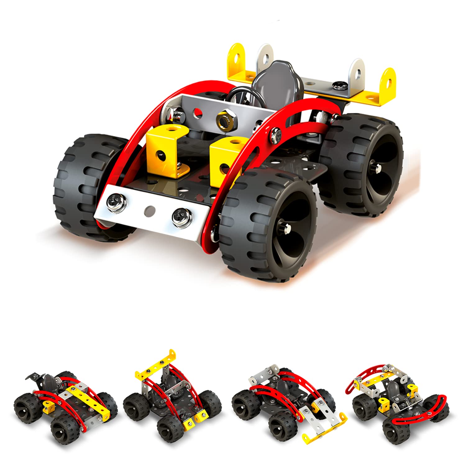 MECHANIX Monster Buggies Toy, Enhancing Practical Education, STEM Learning, Mechanical Skills and Creativity Age 8 to 99 Unisex (Black, Multicolour), 75 Pieces, for Kid