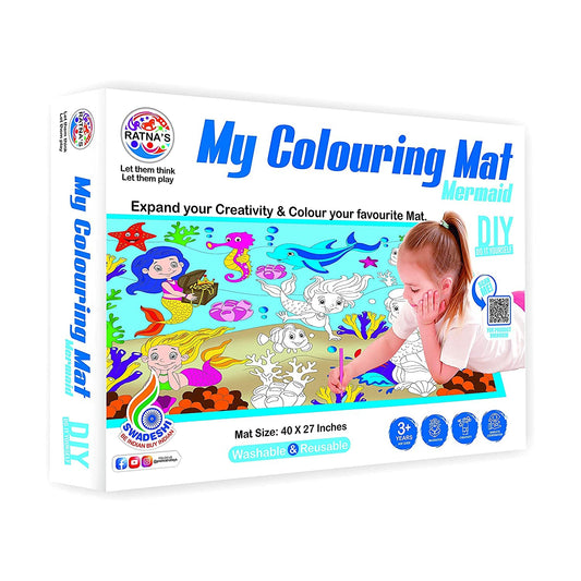 RATNA'S My Colouring Mat for Kids Reusable and Washable. Big MAT for Colouring. MAT Size(40 INCHES X 27 INCHES) (Mermaid Theme)