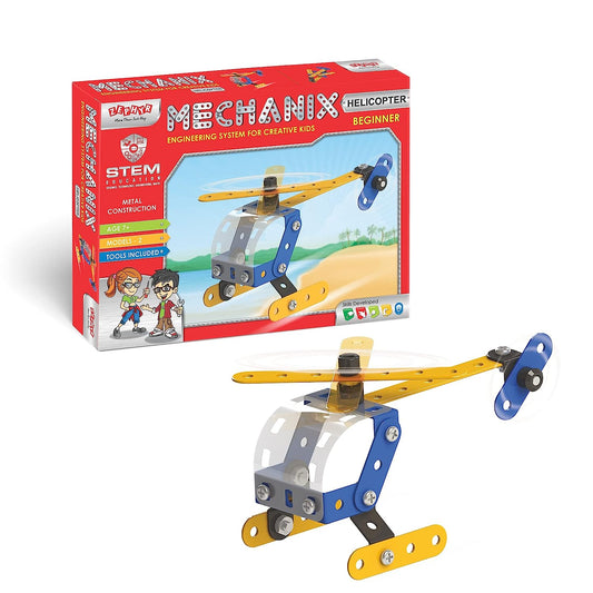 MECHANIX Beginner Helicopter,DIY Stem and Education Metal Construction Set, for Boys & Girls 7 yr+, Return Gifts Set, Multicolor