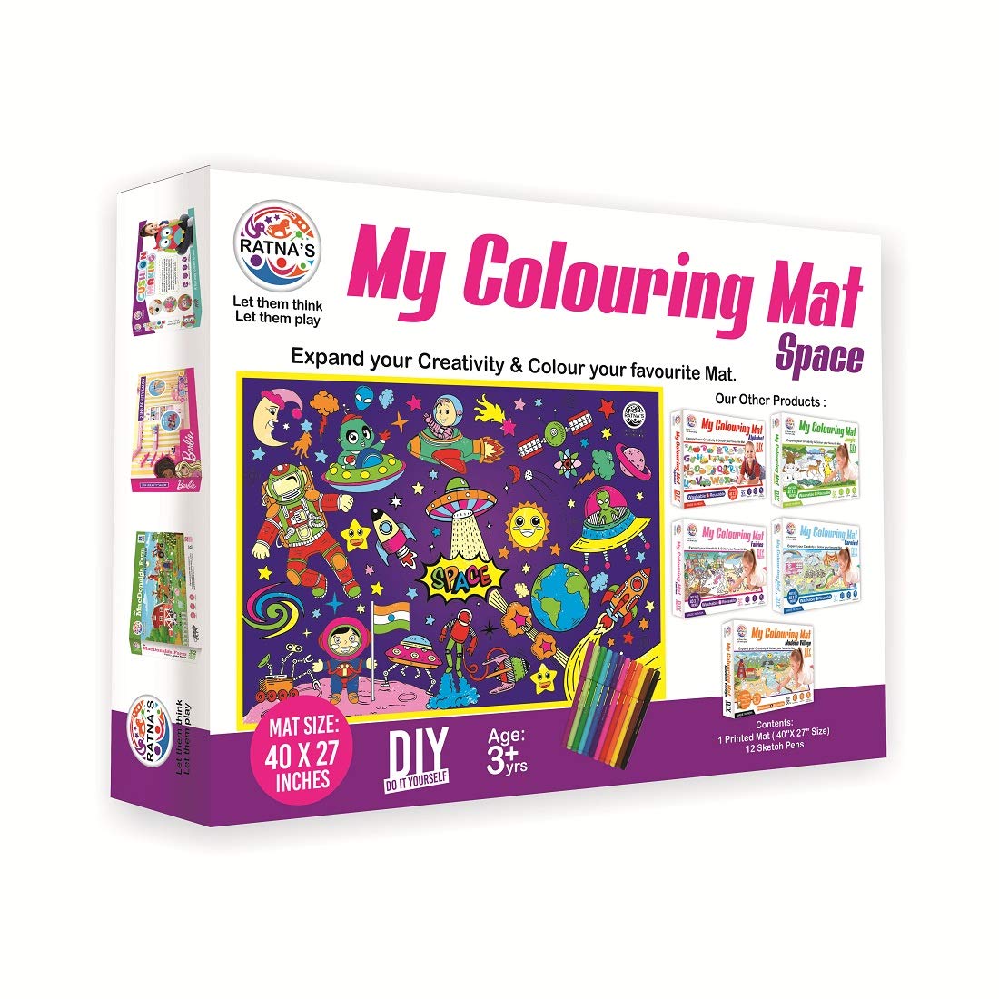 RATNA'S My Colouring MAT for Kids Reusable and Washable. Big MAT for Colouring. MAT Size(40 INCHES X 27 INCHES) (Space Theme)