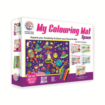 RATNA'S My Colouring MAT for Kids Reusable and Washable. Big MAT for Colouring. MAT Size(40 INCHES X 27 INCHES) (Space Theme)