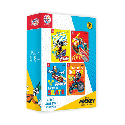 Ratna's 4 in 1 Disney Jigsaw Puzzle 140 Pieces for Kids. 4 Jigsaw Puzzles 35 Pieces Each (Mickey Mouse, Donald Duck, Goofy Vertical) - MRGTOYS