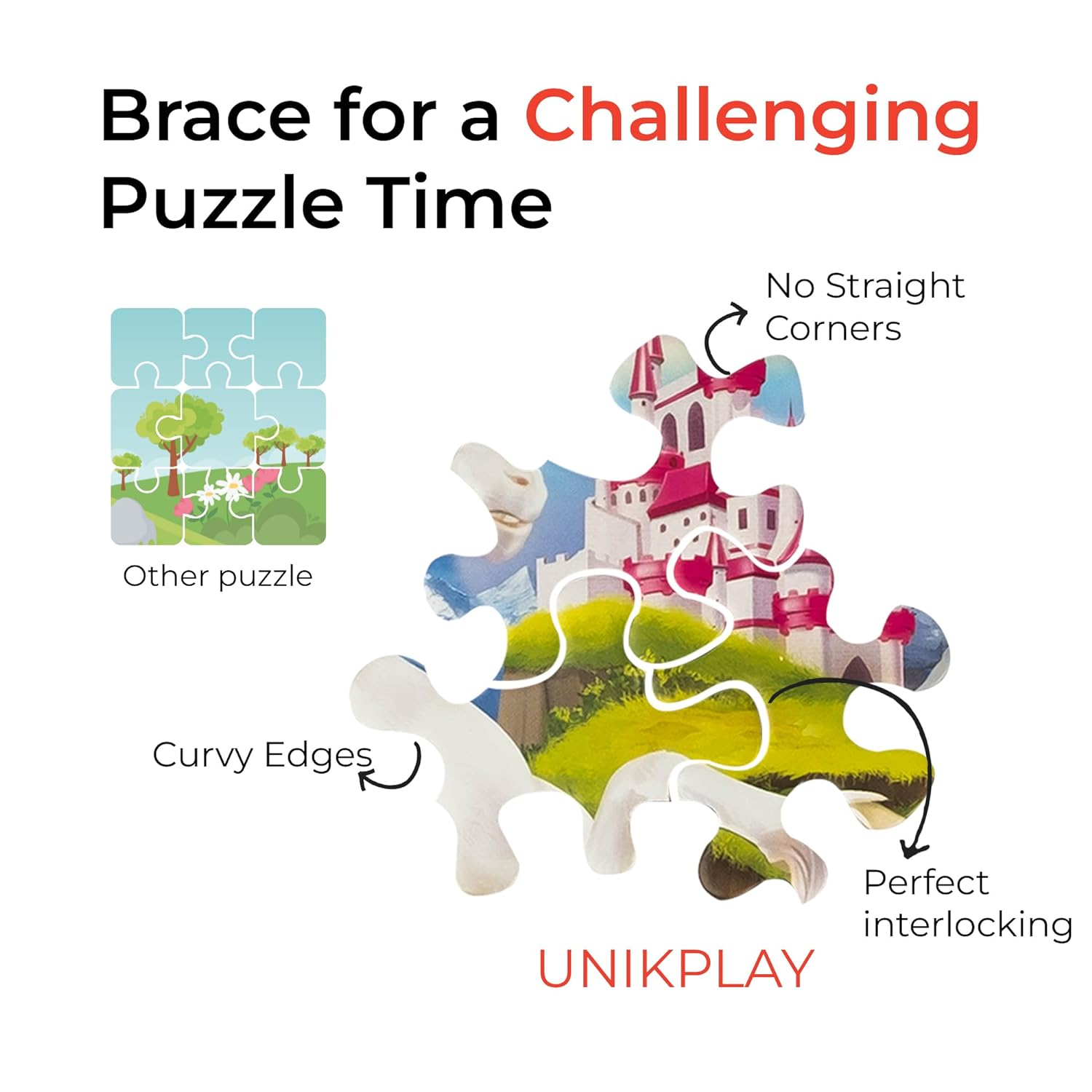 Unik Play Go Crazy Jigsaw Puzzle for Kids and Adults | Attractive Cartoon Print Puzzle with 2 Puzzle Trays for Age 6 to 99 Years-90 Pcs-(Unicorn)