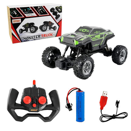 SEEDO Rechargeable Offroad 4x4 Strong Suspension Remote Control Monster Truck Toy Car for Kids, Anti Scratch RC Stunt Crawler Jeep with Light and Music, Gift for Boys Above 8 Years,Pack of 1, color may vary