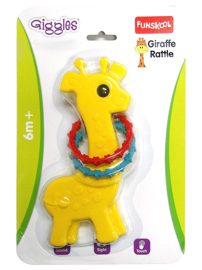 Giggles - Baby Giraffe Rattle , Colourful Animal rattle for New born baby, Stimulates Senses,Rattling sound, 6 months & above, Infant Toys