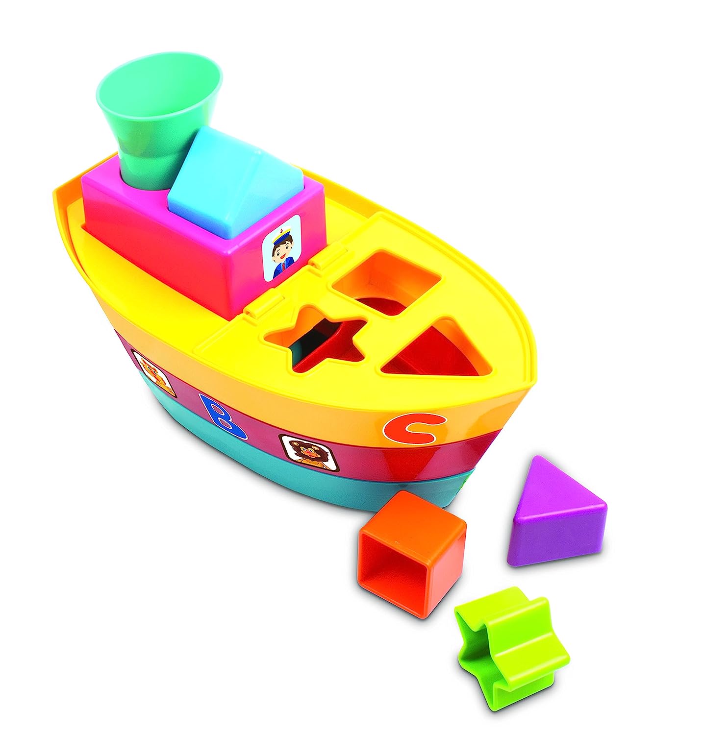 Giggles - Stack A Boat, 2 in 1 Pull Along Toy, Walking, Shape Sorting,Pretend Play, 18 Months & Above, Infant and Preschool Toys (Multicolor)