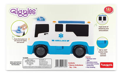 Giggles - Rescue Ambulance , Multicolour Vehicle with Lights and Sounds , Develops Motor Skills , 12 Months & Above , Infant and Preschool Toys