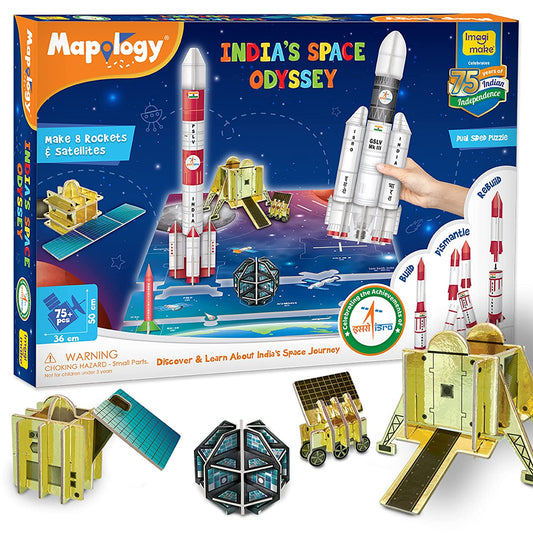 Imagimake Mapology - India's Space Odyssey- Learn About Indian Rockets & Satellites - Model Making Sets - Educational Toy Puzzle - 7 Years & Above GAMES