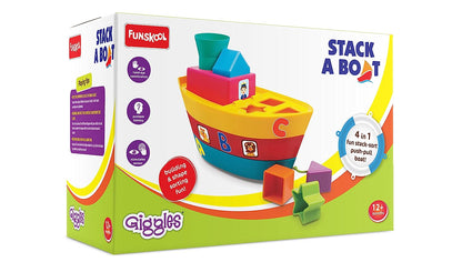 Giggles - Stack A Boat, 2 in 1 Pull Along Toy, Walking, Shape Sorting,Pretend Play, 18 Months & Above, Infant and Preschool Toys (Multicolor)