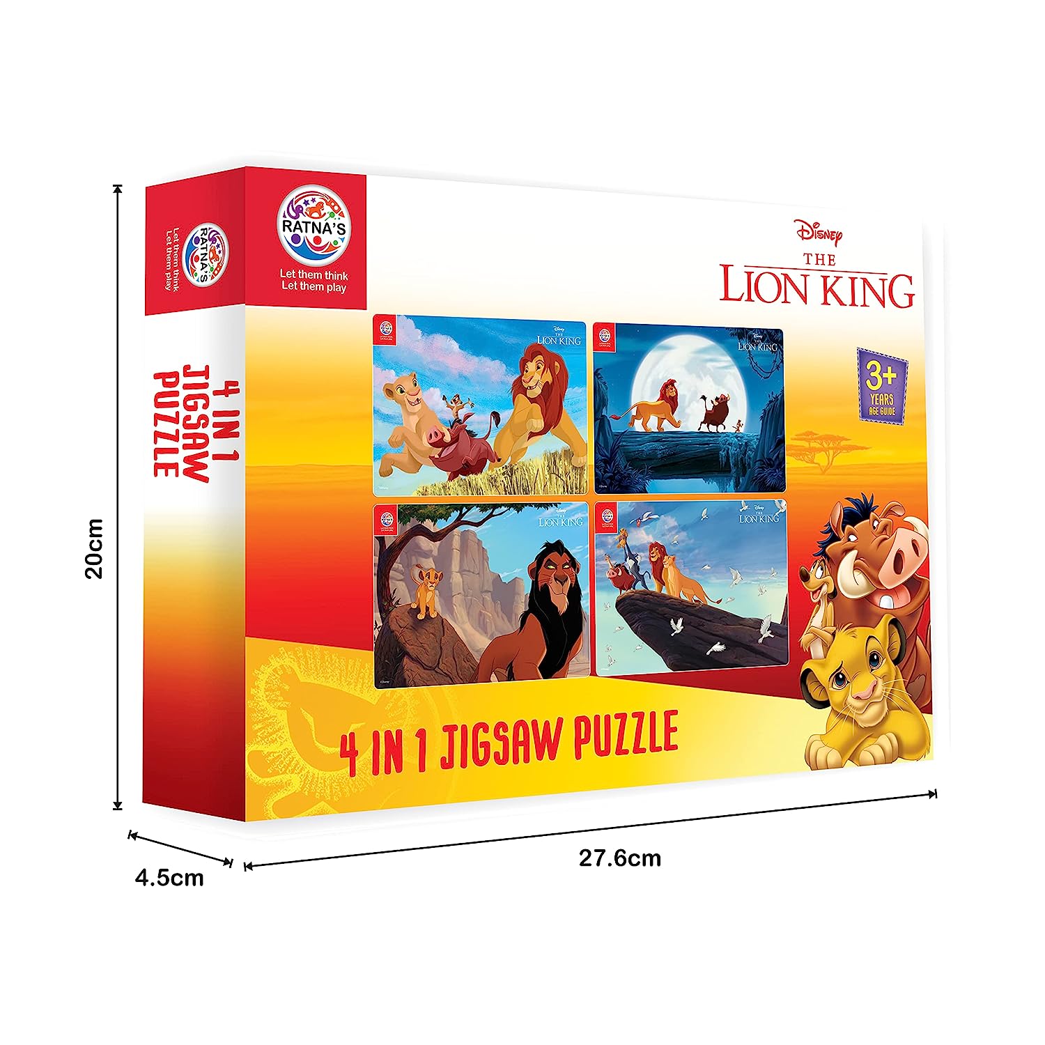 Ratna's 4 in 1 Disney Jigsaw Puzzle 140 Pieces for Kids. 4 Jigsaw Puzzles 35 Pieces Each (Lion King) - MRGTOYS