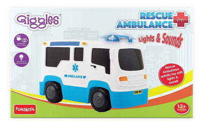 Giggles - Rescue Ambulance , Multicolour Vehicle with Lights and Sounds , Develops Motor Skills , 12 Months & Above , Infant and Preschool Toys