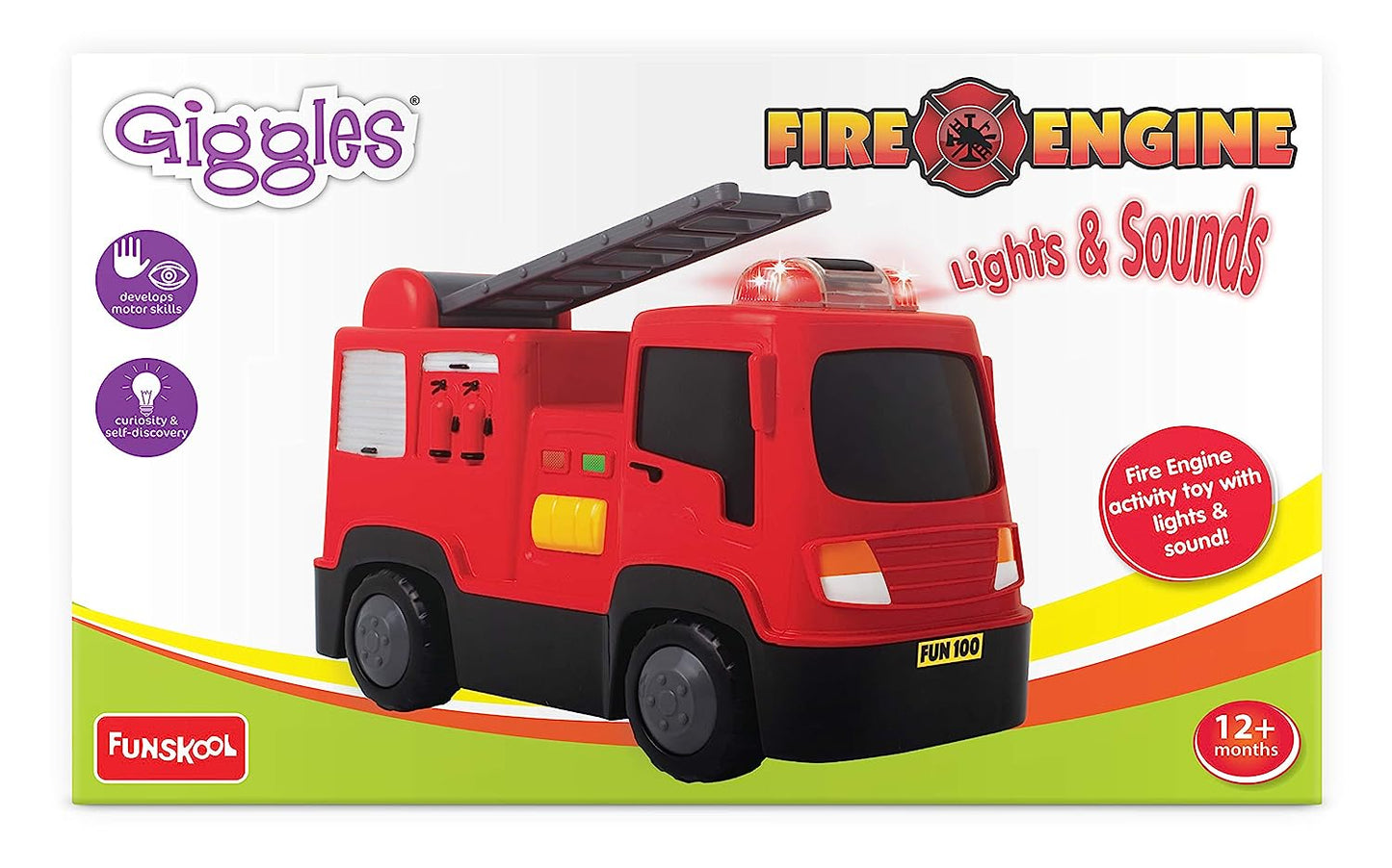 Giggles - Fire Engine, Multicolour vehicle with Lights and Sounds, Develops motor skills , 12 months & above, Infant and Preschool Toys