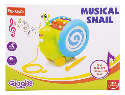 Giggles - 3 In 1 Pull Along Musical Snail, Xylophone, Drum And Walking Preschool Toys (12 Months & Above, Infant, Multicolour) (0 pieces)