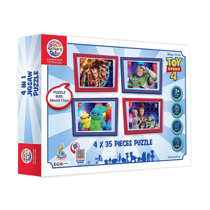 Ratna's 4 in 1 Disney Jigsaw Puzzle 140 Pieces for Kids. 4 Jigsaw Puzzles 35 Pieces Each (Toy Story 4) - MRGTOYS