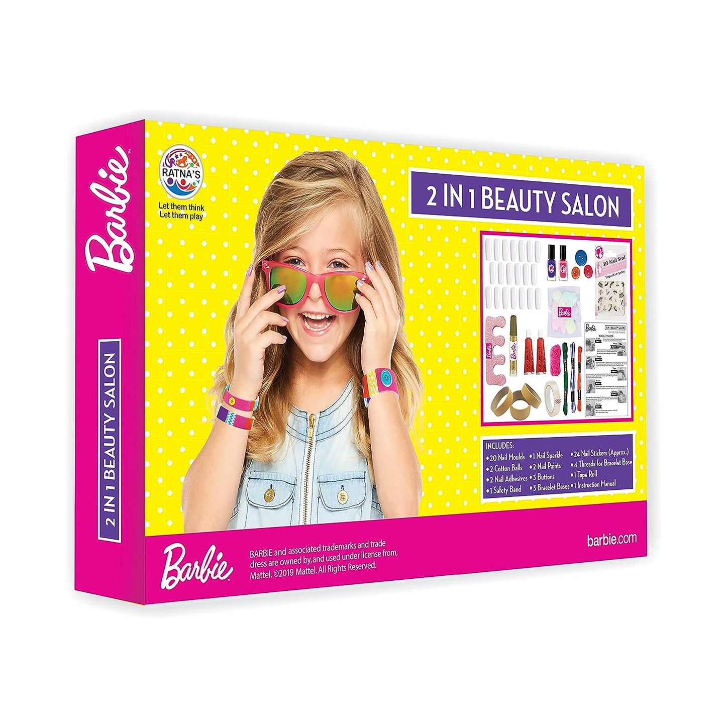 RATNA'S Barbie 2 in 1 Beauty Salon Nail Art and Bracelet Making