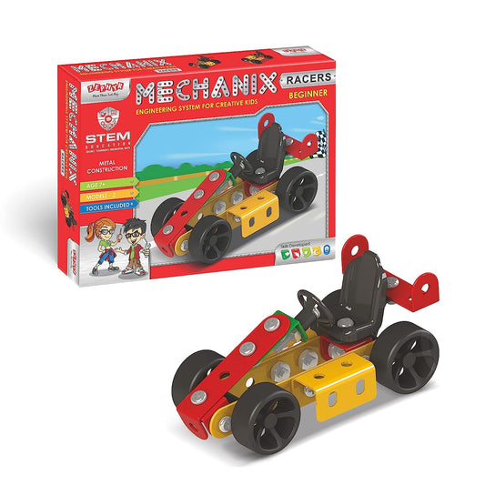 Mechanix Beginner Racers, DIY Stem and Education Metal Construction Set, for Boys & Girls 6 yr+, Return Gifts Set