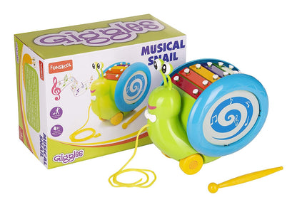 Giggles - 3 In 1 Pull Along Musical Snail, Xylophone, Drum And Walking Preschool Toys (12 Months & Above, Infant, Multicolour) (0 pieces)