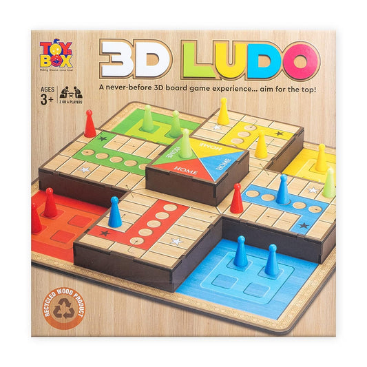 Toysbox 3D Ludo MDF Wooden Board Game Toy Play Family Fun with for Kids and Adults