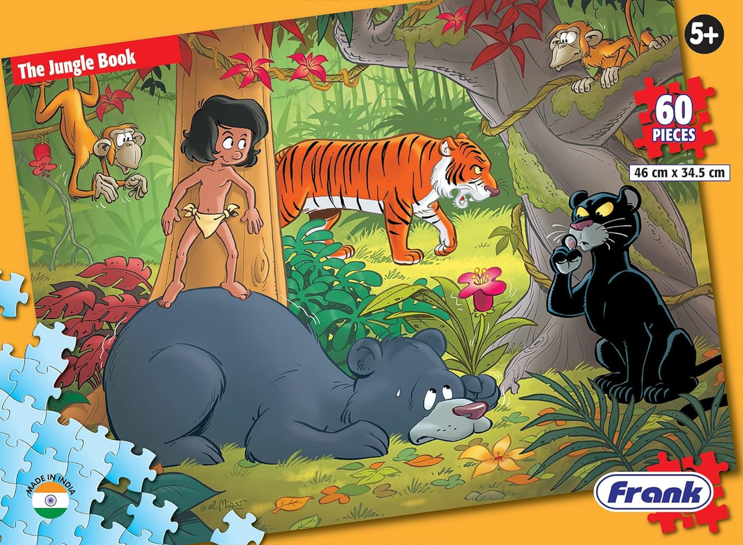 Frank The Jungle Book 60 Piece Jigsaw Puzzle for Kids for Age 5 Years Old and Above