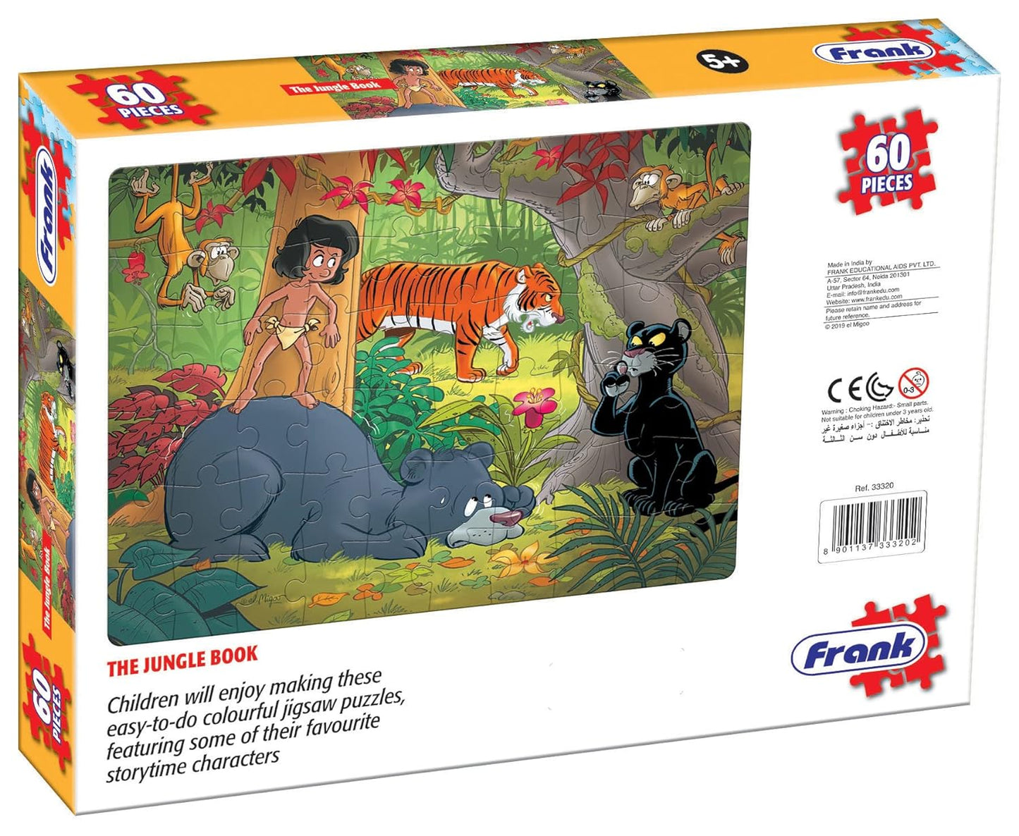 Frank The Jungle Book 60 Piece Jigsaw Puzzle for Kids for Age 5 Years Old and Above