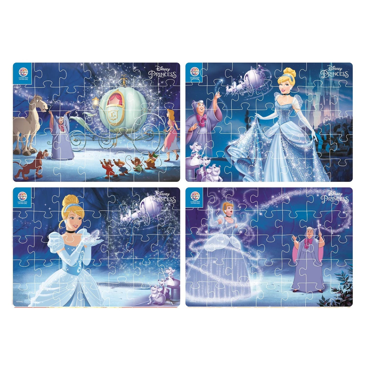 Ratna's 4 in 1 Disney Jigsaw Puzzle 140 Pieces for Kids. 4 Jigsaw Puzzles 35 Pieces Each (Cinderella) - MRGTOYS