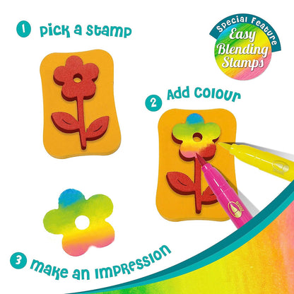 Imagimake Stamp Art - Garden - Coloring & Stamping Set - for Girls & Boys 3 Years +, Multicolour