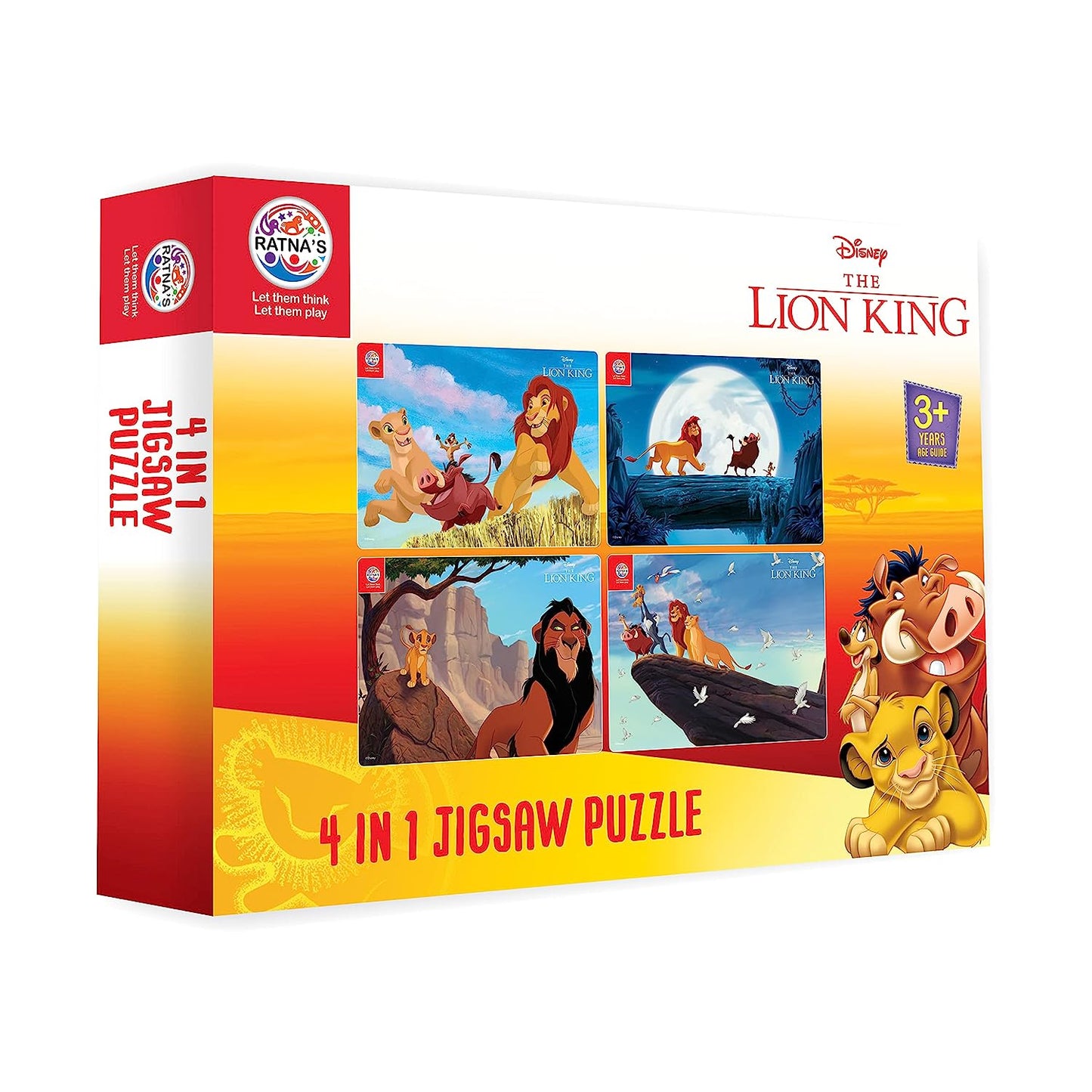 Ratna's 4 in 1 Disney Jigsaw Puzzle 140 Pieces for Kids. 4 Jigsaw Puzzles 35 Pieces Each (Lion King) - MRGTOYS