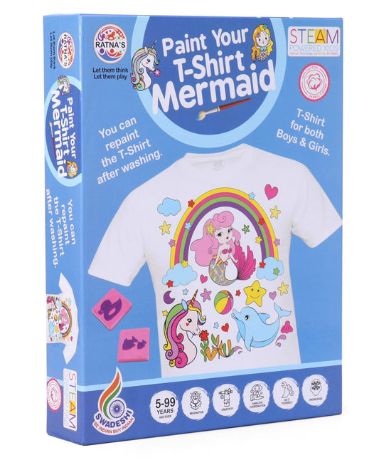 RATNA'S Paint Your T-Shirt A Perfect Art and Craft Kit for Kids (Mermaid)