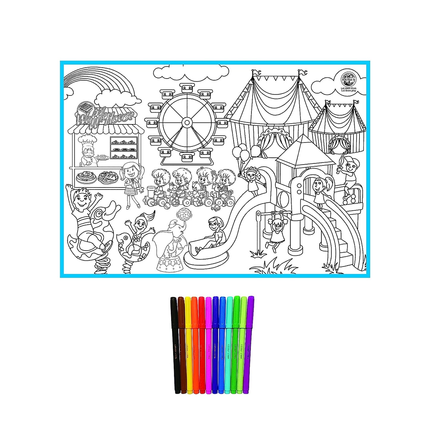 RATNA'S My Colouring MAT for Kids Reusable and Washable. Big MAT for Colouring. MAT Size(40 INCHES X 27 INCHES) (Carnival Theme)