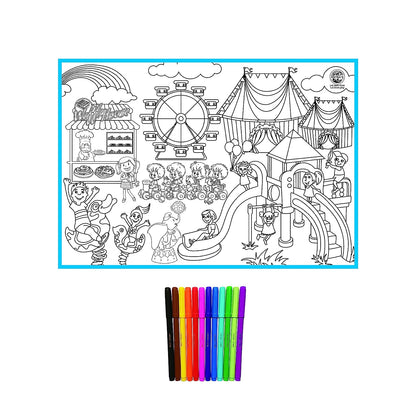 RATNA'S My Colouring MAT for Kids Reusable and Washable. Big MAT for Colouring. MAT Size(40 INCHES X 27 INCHES) (Carnival Theme)