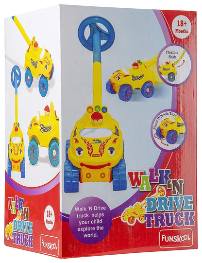 Funskool Walk N Drive Plastic Truck, Push And Drive Car, Encourages Walking and Pretend Play, 18 Months & Above, Infant And Preschool Toys, Multicolour