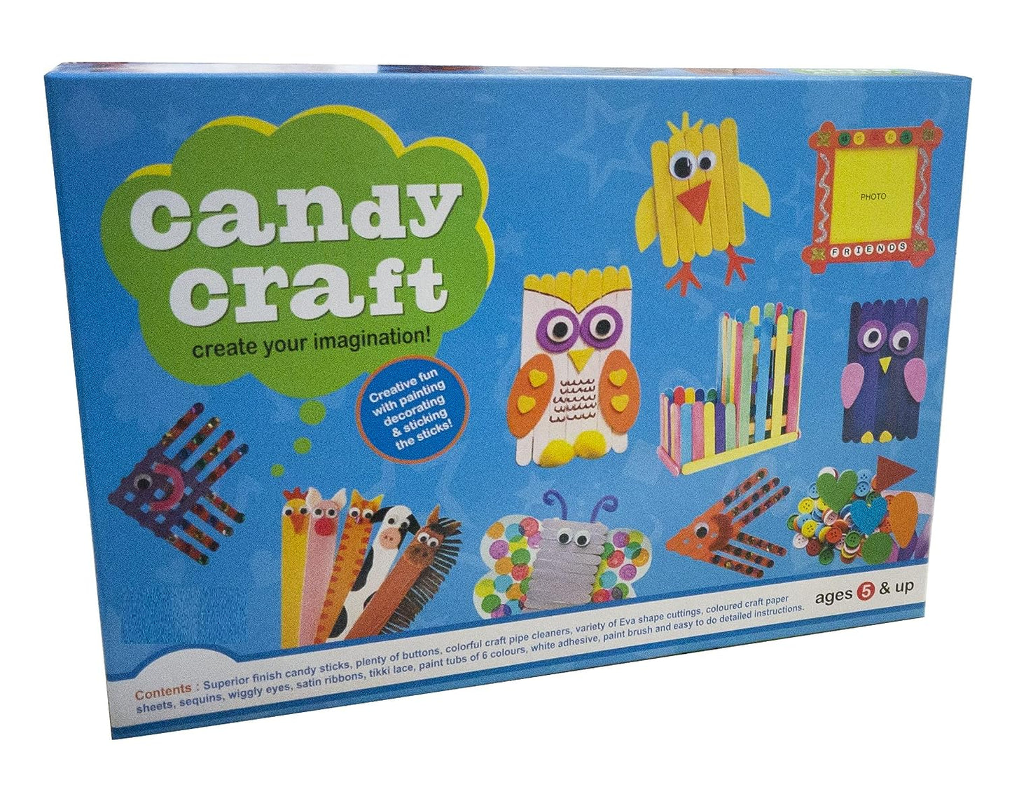 DIY Candy Craft Hobby Kit, Learn Creativity with This Art & Craft Kit, Best Out of Waste with ice-Cream Sticks Gifting Game for Kids