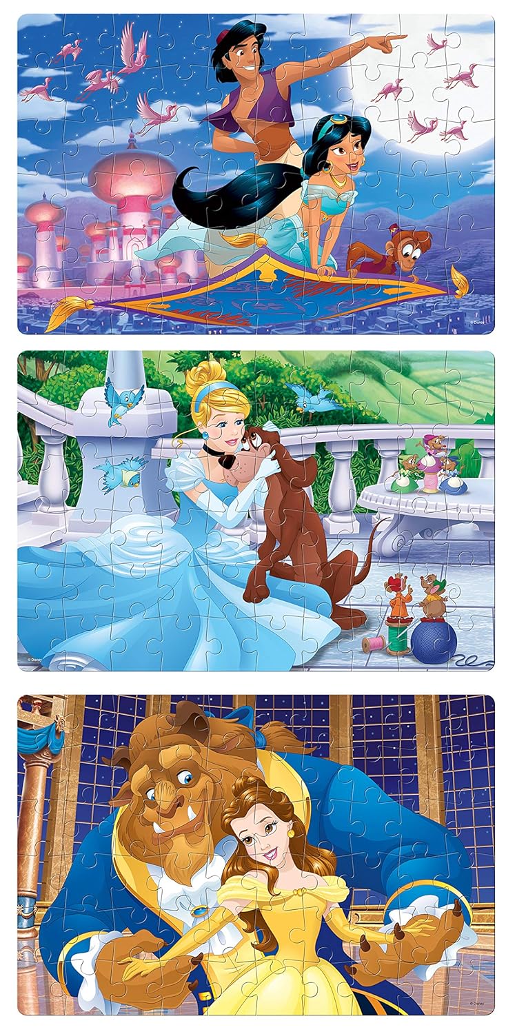 Frank Disney Princess Puzzles - 60 Pieces 3 in 1 Jigsaw Puzzle Pack for Kids for Age 5 Years Old and Above