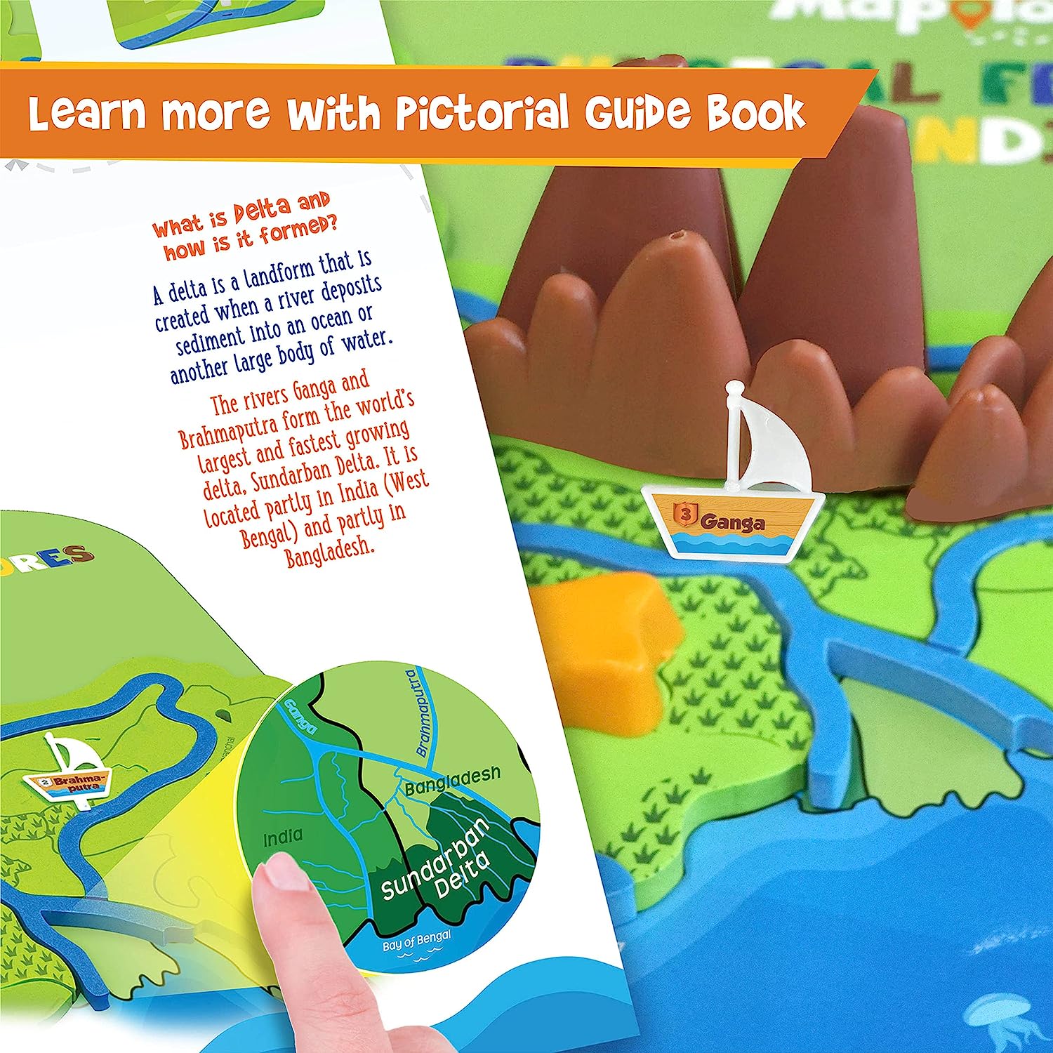 Imagimake Kid's Mapology - Physical Features of India Learn 50+ Geographical Features Like Mountains, Rivers, Plateaus Educational Toy and Learning Aid Puzzles for Age 5 Years+,Color Multi  (GAMES)