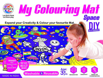 RATNA'S My Colouring MAT for Kids Reusable and Washable. Big MAT for Colouring. MAT Size(40 INCHES X 27 INCHES) (Space Theme)