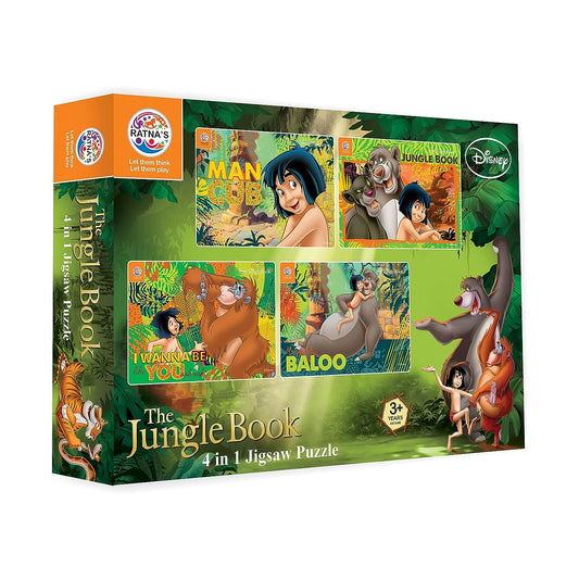 Ratna's 4 in 1 Disney Jigsaw Puzzle 140 Pieces for Kids. 4 Jigsaw Puzzles 35 Pieces Each (Jungle Book)