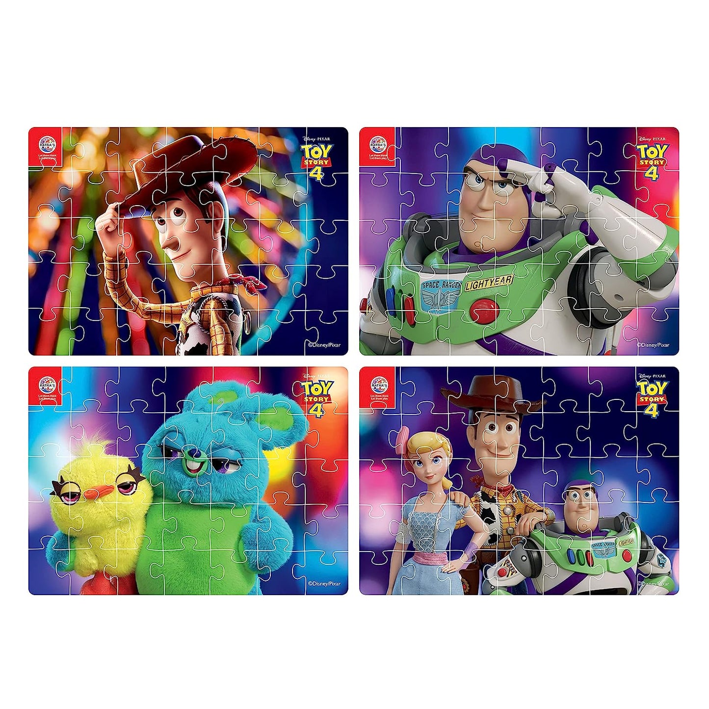 Ratna's 4 in 1 Disney Jigsaw Puzzle 140 Pieces for Kids. 4 Jigsaw Puzzles 35 Pieces Each (Toy Story 4) - MRGTOYS