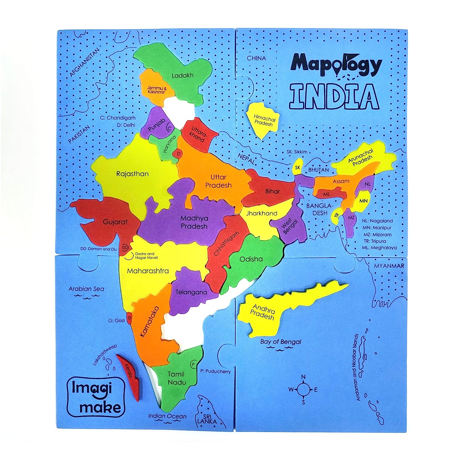 Imagimake Mapology India Map Puzzles - Geography for Kids - Learning & Educational Toys - Puzzles for Kids Ages 4-8 - Gift for 4, 5, 6, 7, 8 Year Old Boys & Girls